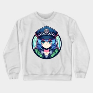 police anime girl Crewneck Sweatshirt